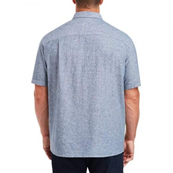 Essentials Men's Big & Tall Short-Sleeve Linen Cotton Shirt fit by DXL