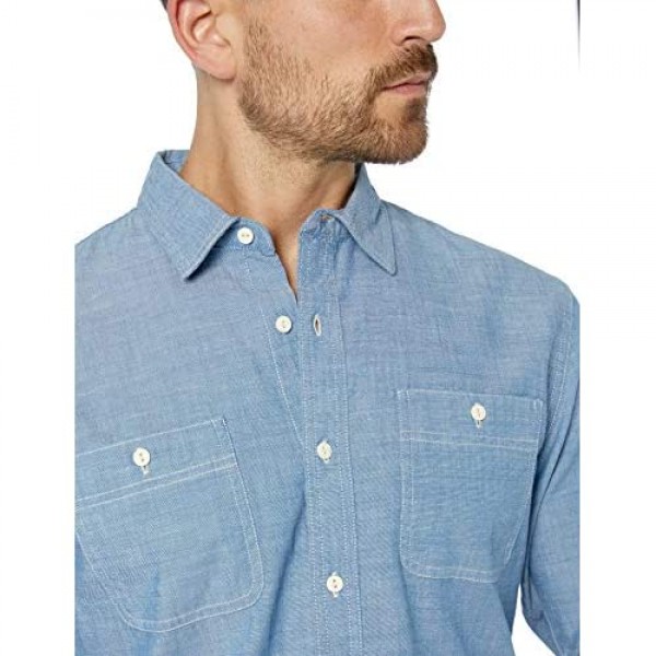 Essentials Men's Slim-fit Long-Sleeve Chambray Shirt