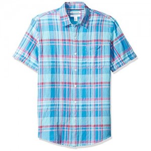  Essentials Men's Slim-fit Short-Sleeve Linen Shirt