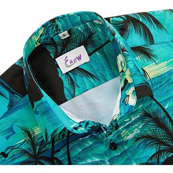 EUOW Men's Hawaiian Shirt Short Sleeves Printed Button Down Summer Beach Dress Shirts