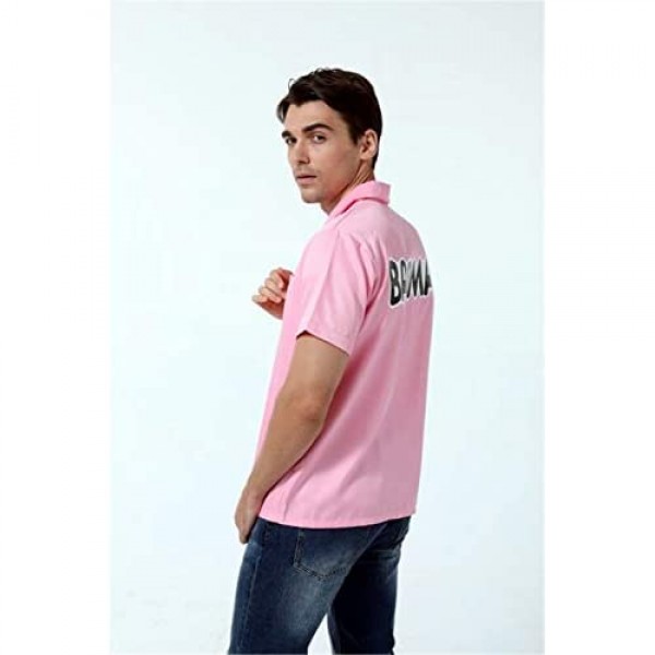Halloween Dragon Ball Z Men's Shirt Badman Shirt Vegeta Pink Shirt Daily Wear Summer Basic Collar Short-Sleeved Woven Shirts