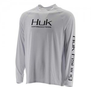 Huk Men's Pursuit Vented Long Sleeve 30 UPF Fishing Shirt  White  Large