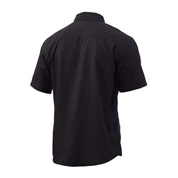 HUK Men's Tide Point Short Sleeve Shirt | Performance Button Down Black Large