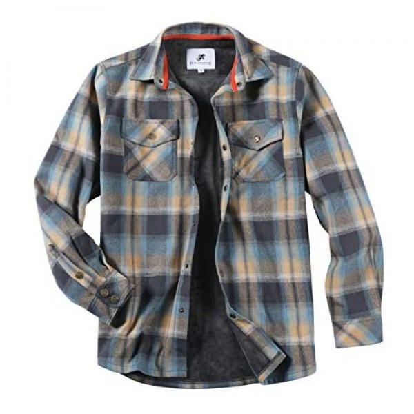 HWILEGEND Men's Thermal Lined Flannel Shirt Jacket