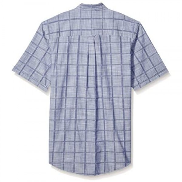 IZOD Men's Big and Tall Saltwater Short Sleeve Windowpane Button Down Shirt