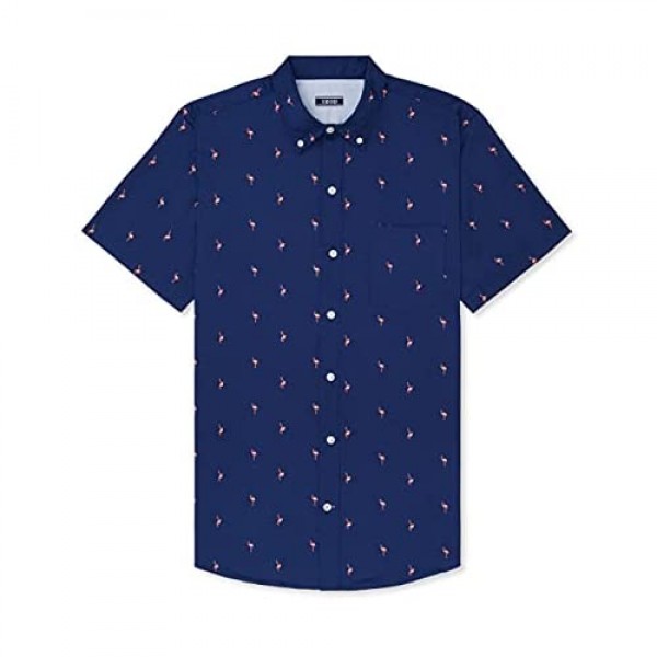 IZOD Men's Breeze Short Sleeve Button Down Patterned Shirt