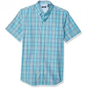 IZOD Men's Breeze Short Sleeve Button Down Plaid Shirt