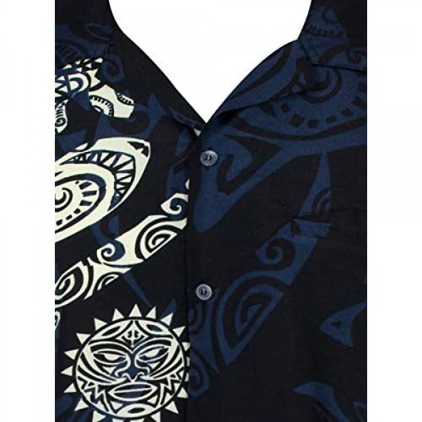 King Kameha Hawaiian Shirt for Men Funky Casual Button Down Very Loud Shortsleeve Unisex Maori Wedding Print