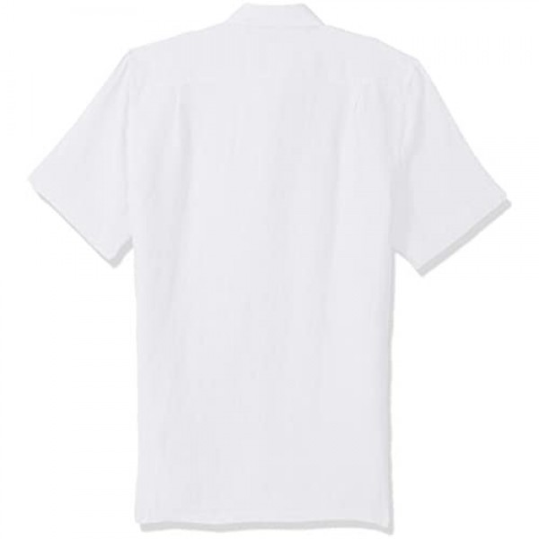Lacoste Men's Short Sleeve Solid Linen Button Down Collar Reg Fit Woven Shirt CH4991