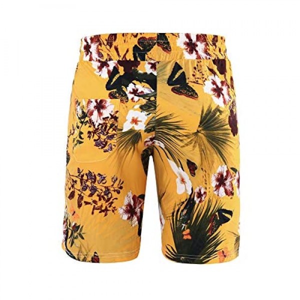 MCEDAR Men's Hawaiian Short Sleeve Shirt Suits Aloha Flower Print Suits Casual Button Down Standard Fit Beach Shirts Suits