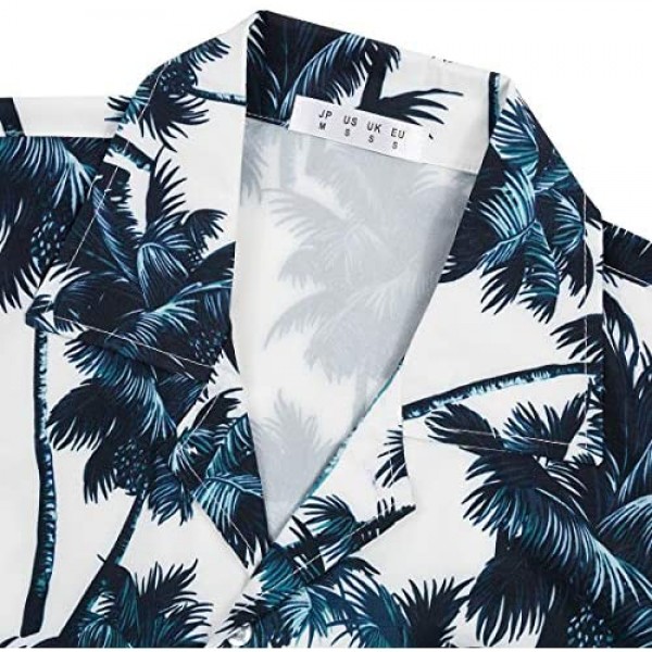 Mens Hawaiian Aloha Shirts with Packets Floral Tropical Beach Casual Button Down