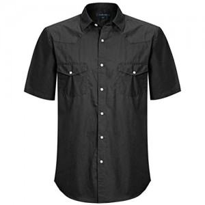 Mens Short Sleeve Western Shirts with Pearl Snap Button Up Casual Regular Fit Plaid Shirts