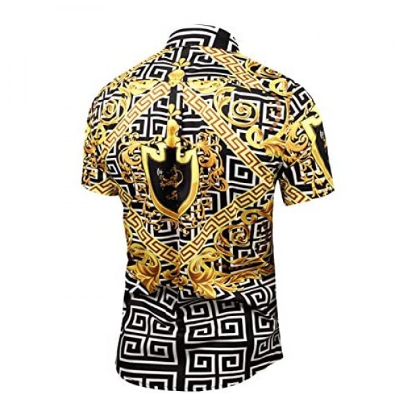 PIZOFF Men's Short Sleeve Luxury Print Dress Shirt