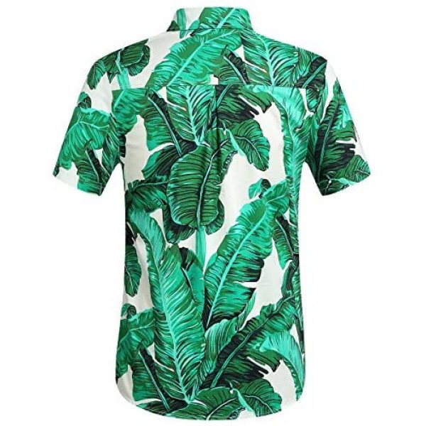 SSLR Mens Hawaiian Shirt Cotton Button Down Short Sleeve Casual Shirts