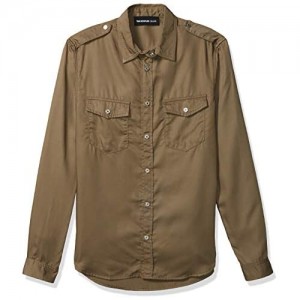 The Kooples Men's Long Sleeved Button-Down Safari Shirt in a Japanese Fabric with a Relaxed Fit