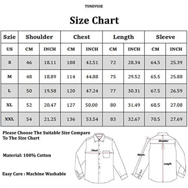 TUNEVUSE Men Floral Dress Shirts Long Sleeve Casual Button Down Flower Printed Shirts 100% Cotton