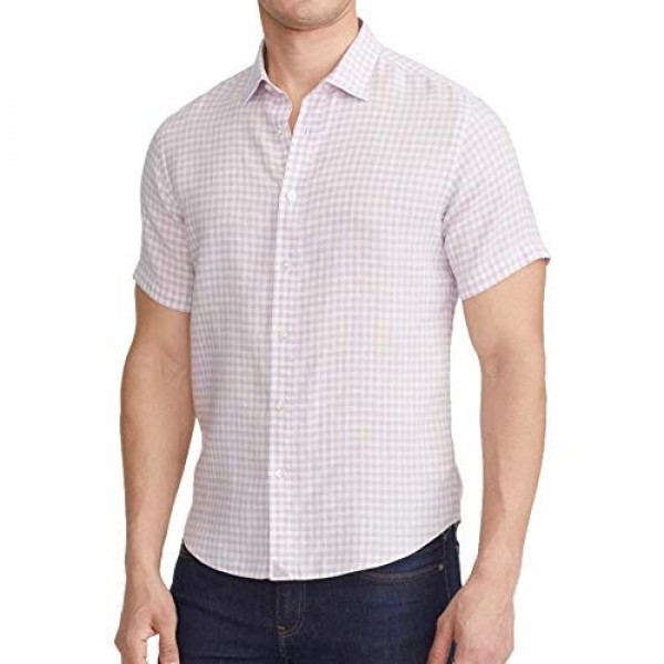 UNTUCKit Attilio Untucked Shirt for Men – Short Sleeve Button-Up Wrinkle Resistant Purple