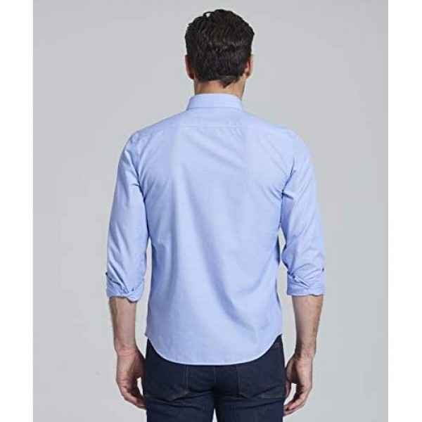 UNTUCKit Hillside - Untucked Shirt for Men Solid Blue 100% Cotton
