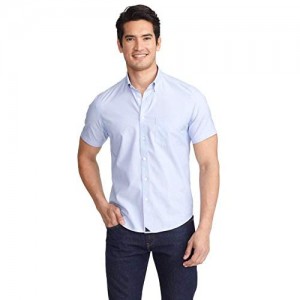 UNTUCKit Hillstowe Wrinkle Free - Untucked Shirt for Men Short Sleeve X-Large Blue
