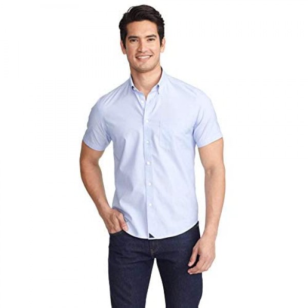 UNTUCKit Hillstowe Wrinkle Free - Untucked Shirt for Men Short Sleeve X-Large Blue