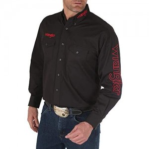 Wrangler Men's Long Sleeve Western Logo Button Shirt