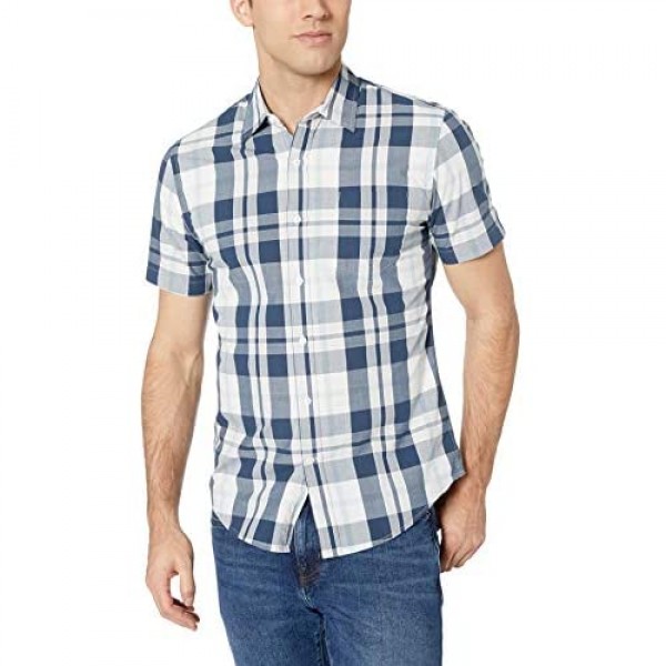 Essentials Men's Slim-Fit Short-Sleeve Stripe Shirt