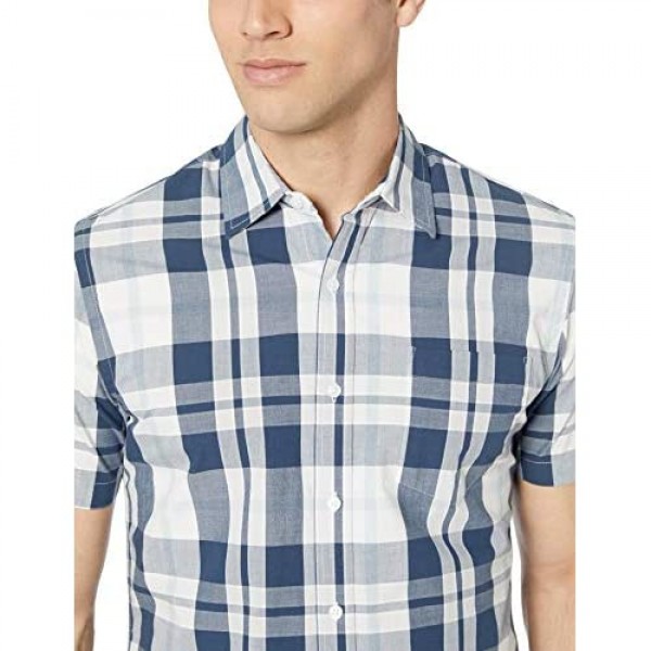 Essentials Men's Slim-Fit Short-Sleeve Stripe Shirt